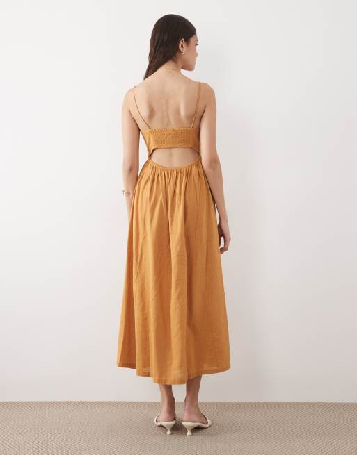 New Look - Midi jurk met geborduurde schelpen in geel, 4 van 4