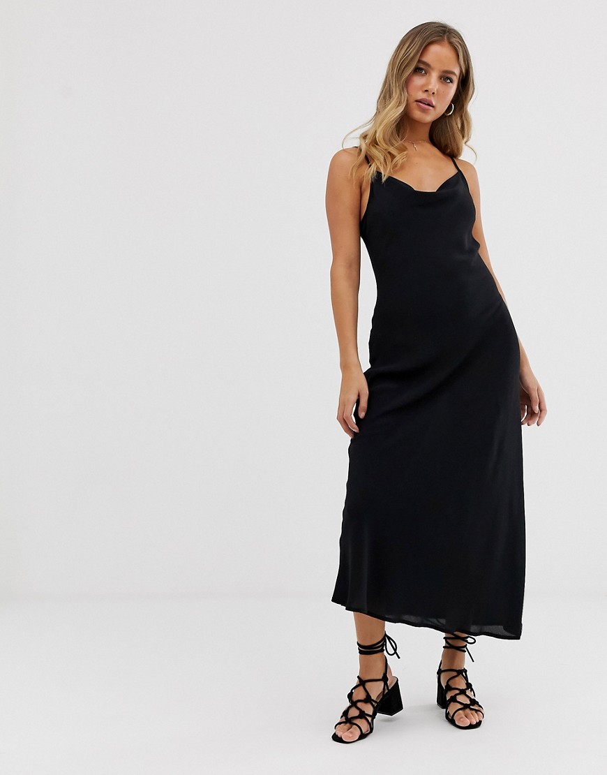 New Look - Midi-jurk met gedrapeerde halslijn in zwart