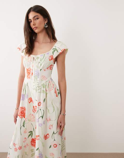 New Look - Midi jurk van bengaline met ruches in oranje, 3 van 4