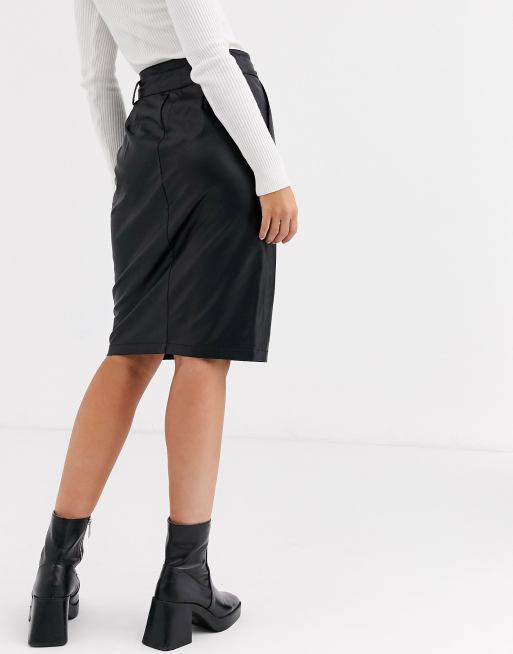 Leather pencil 2025 skirt new look