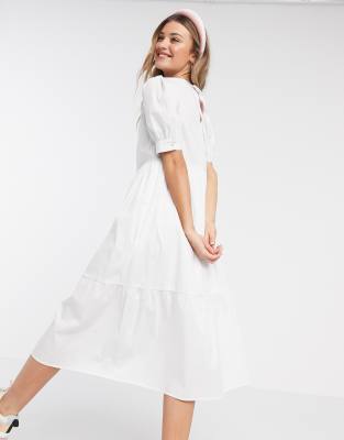 white midi dress new look