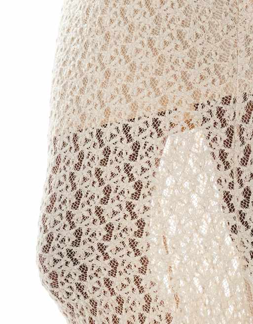 New Look - Midi rok met overslag van kant in gebroken wit, deel van co-ord set, 5 van 5