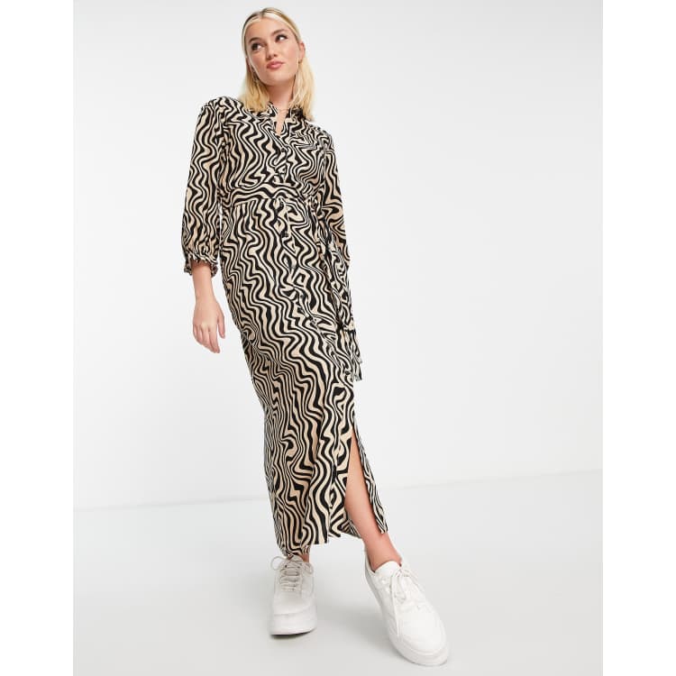 brown and white swirl dress Blue Brown Swirl Dress
