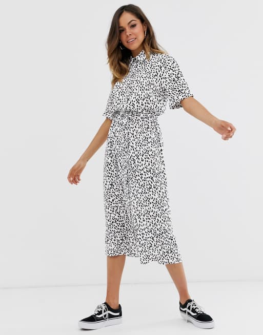 New Look midi shirt dress in polka dot | ASOS