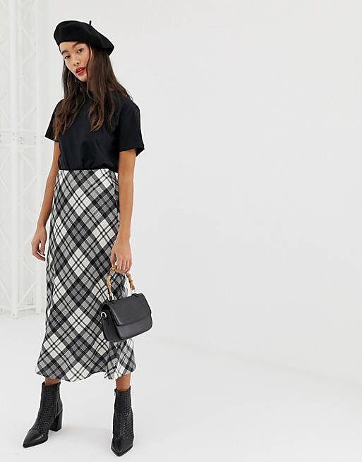 New Look midi skirt in check
