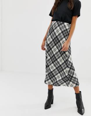 midi skirt in check