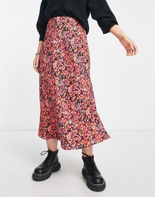 New Look midi skirt in pink floral