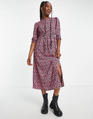 New Look Midi Smock Dress In Purple Pattern