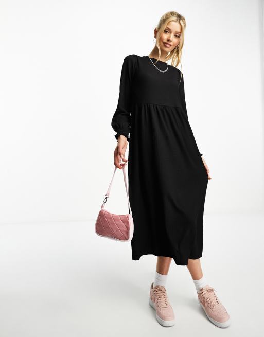 New Look - Midi-smockjurk met lange mouwen in zwart