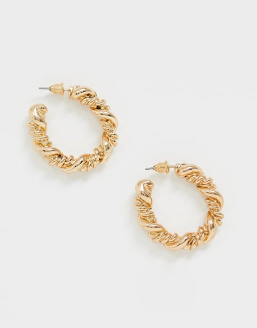 New Look midi twisted hoop earrings in gold ASOS