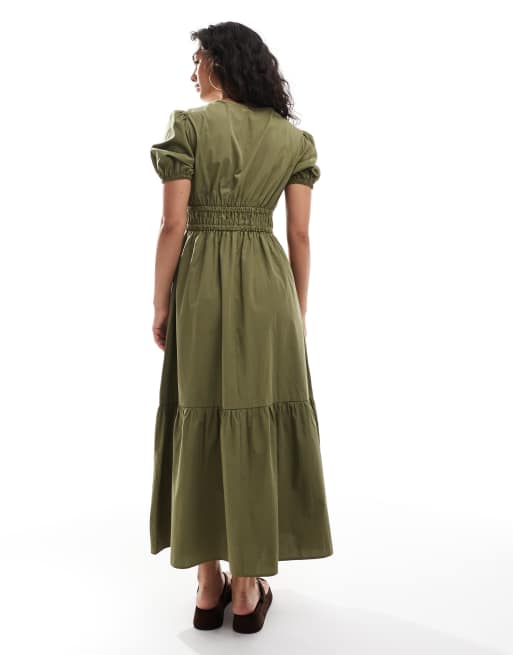 New Look – Midikleid aus Popeline in Khaki, 4 von 4