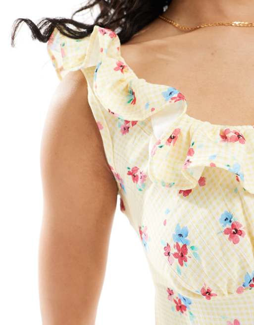 New Look – Midikleid in Gelb mit Blümchenmuster und gebundener Rückseite, 4 von 4