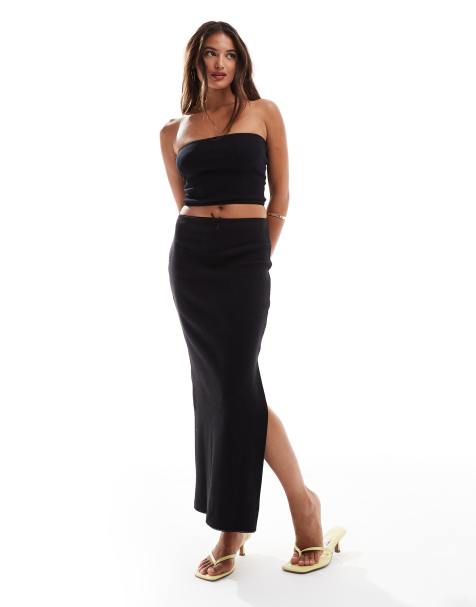 New Look - Midirok met strik in zwart, deel van co-ord set - view 1