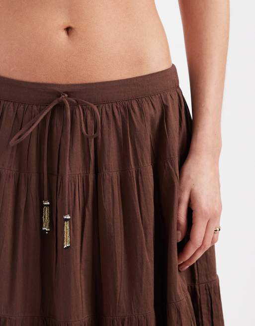 New Look - Midirok met stroken in bruin, 3 van 5