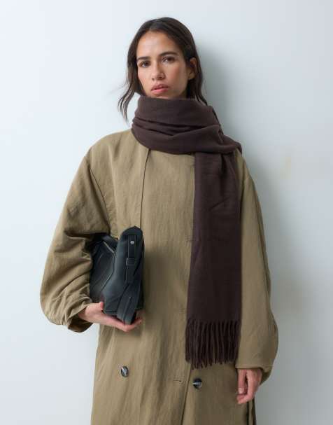 New Look midweight scarf in dark brown - view 1