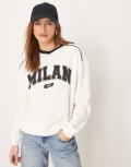 [New Look] New Look Milan logo sweater jumper in off white L 12-off white