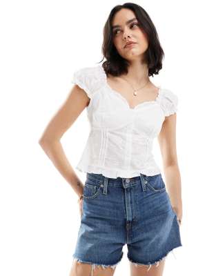 New Look New Look milkmaid button through top in white