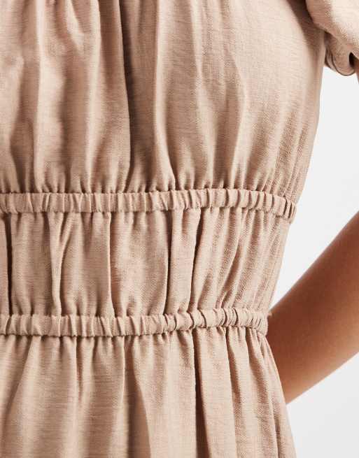 New Look milkmaid midi dress in camel, 2 of 4