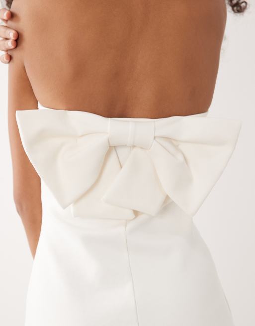 New Look - Mini bandeau-jurk met strik op de rug in wit, 3 van 4