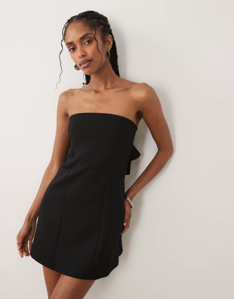 New Look - Mini bandeau-jurk met strikdetail in zwart - view 1