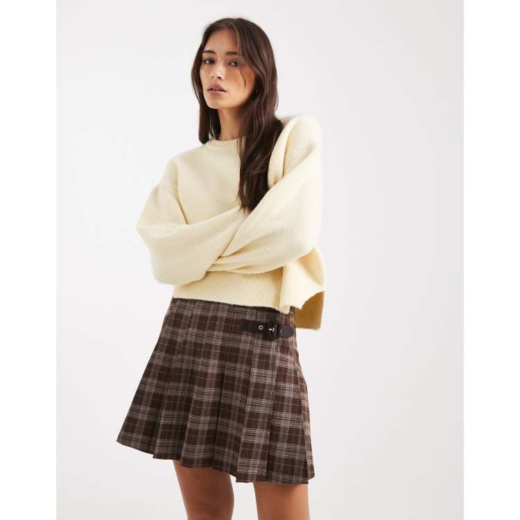 Mini-jupe New Look Femme – Taille 8, Noir, à Carreaux, Fermeture Zip