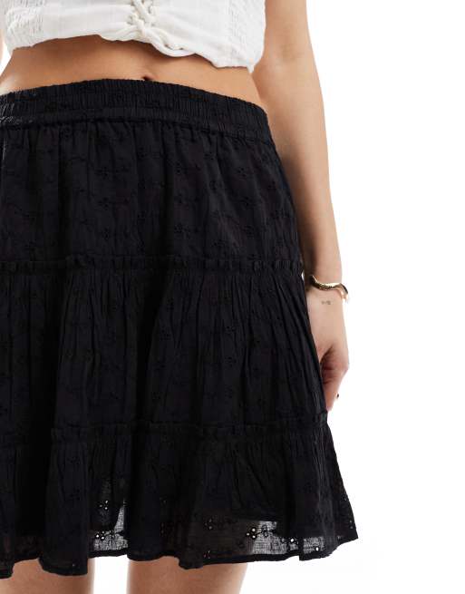 New Look - Mini-jupe à volants en broderie anglaise - Noir, 5 de 5