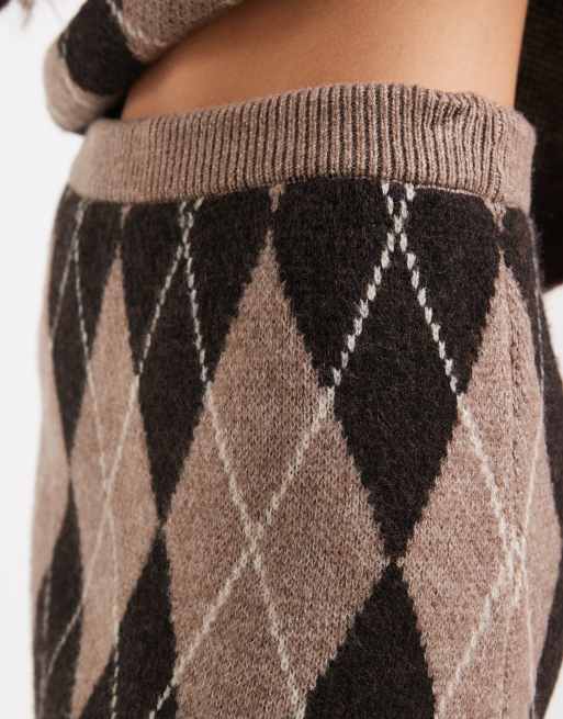 New Look - Mini-jupe d'ensemble à motif losanges - Marron, 2 de 5