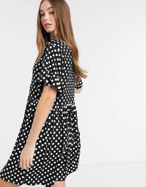 New Look - Mini-jurk in zwart met stippenprint, 2 van 4