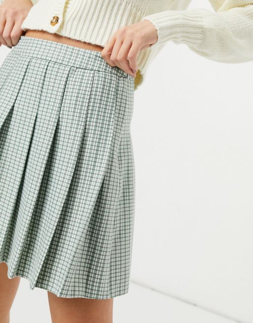 Pull&Bear pleated skirt in pastel green