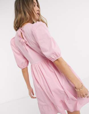 New Look mini poplin smock dress in pink