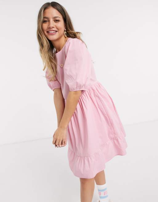 Asos pink hot sale smock dress