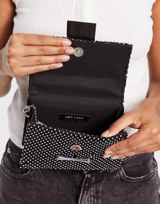 New Look Mini sac bandouli re strass Noir