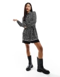 New Look mini shirt dress in black pattern