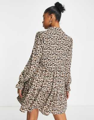 new look leopard print smock dress