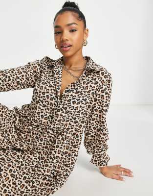 new look leopard print smock dress