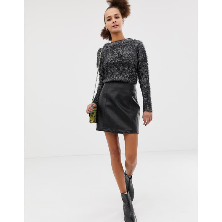 Faux leather 2025 skirt new look