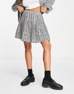 New Look mini tennis skirt co-ord in black and white check - ASOS Price Checker
