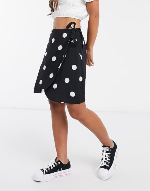 Black polka dot outlet skirt new look