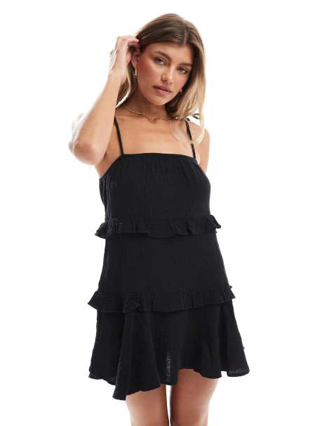 New Look - Mini zonnejurk met stroken in zwart - view 1
