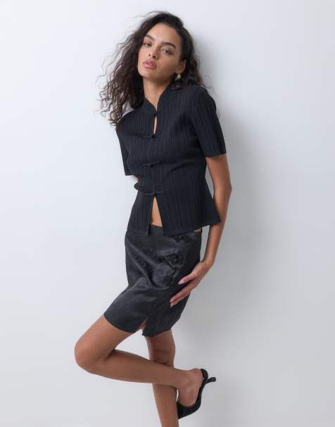 New Look minifalda jacquard satinada negra - view 1