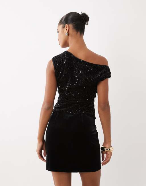 New Look minigonna in velluto con intaglio nera, 5 di 5