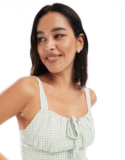 New Look - Minikjole med grønne gingham-tern, 3 af 4
