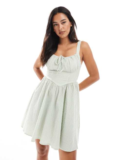 New Look - Minikjole med grønne gingham-tern, 4 af 4