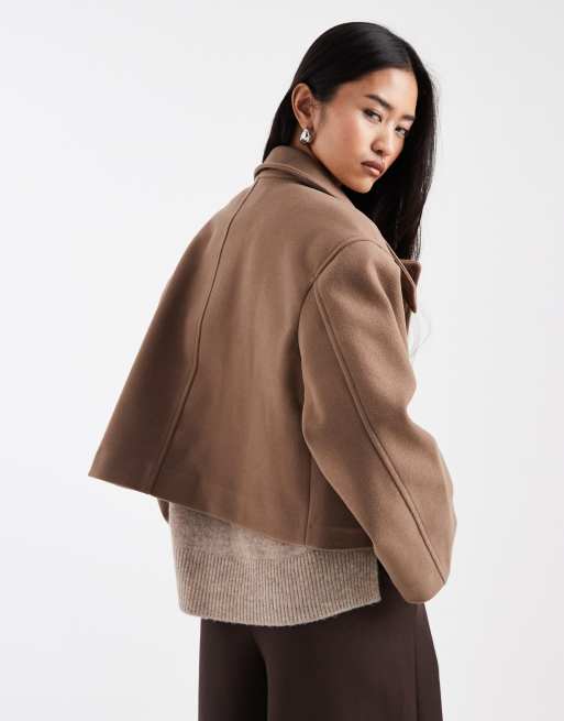 New Look - Minkfarvet frakke med ståkrave og knapper, 2 af 4