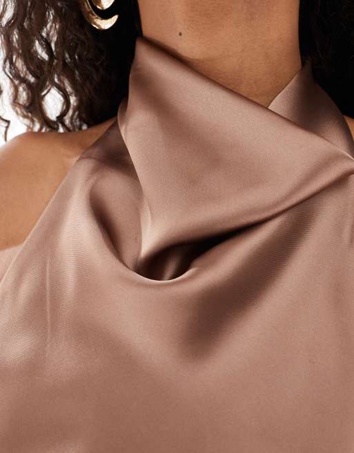 New Look - Minkfarvet top med halterneck i satin, 3 af 4
