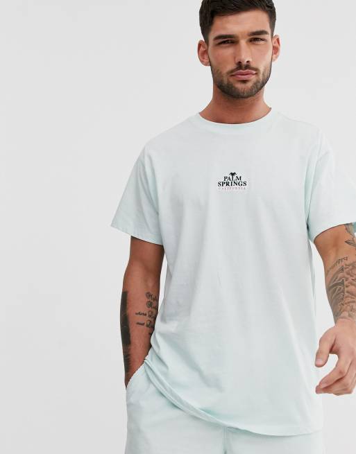 New Look – Mintgrön t-shirt med Palm Springs-broderi, 3 av 4