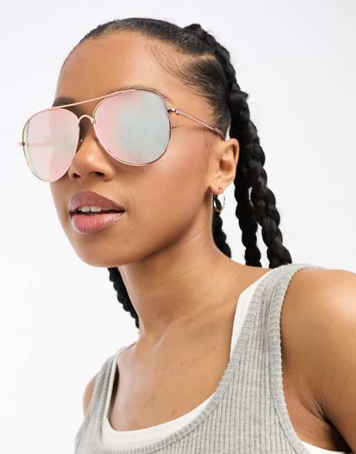 Rose gold shop aviators mirrored