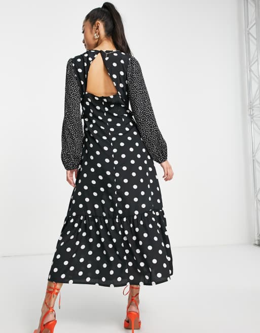 Asos black and white polka hot sale dot dress