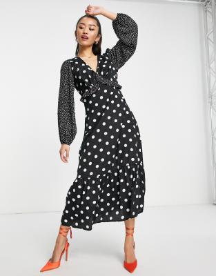 New look white polka dot hot sale midi dress