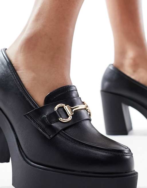 New Look - Mocassini neri con tacco e suola spessa, 3 di 4